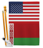 Belarus US Friendship - Nationality Flags of the World Vertical Impressions Decorative Flags HG140295 Made In USA
