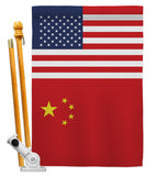 China US Friendship - Nationality Flags of the World Vertical Impressions Decorative Flags HG140336 Made In USA