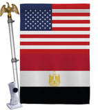 Egypt US Friendship - Nationality Flags of the World Vertical Impressions Decorative Flags HG140366 Made In USA
