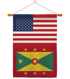 Grenada US Friendship - Nationality Flags of the World Vertical Impressions Decorative Flags HG140389 Made In USA