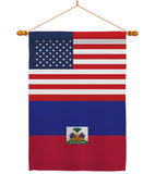 Haiti US Friendship - Nationality Flags of the World Vertical Impressions Decorative Flags HG140396 Made In USA