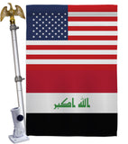 Iraq US Friendship - Nationality Flags of the World Vertical Impressions Decorative Flags HG140404 Made In USA