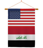 Iraq US Friendship - Nationality Flags of the World Vertical Impressions Decorative Flags HG140404 Made In USA