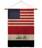 Iraq US Friendship - Nationality Flags of the World Vertical Impressions Decorative Flags HG140404 Made In USA