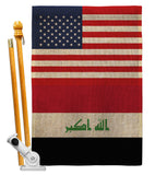 Iraq US Friendship - Nationality Flags of the World Vertical Impressions Decorative Flags HG140404 Made In USA
