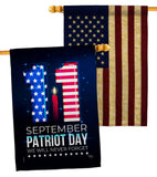 Memory Of 9/11 - Patriotic Americana Horizontal Impressions Decorative Flags HG120245 Made In USA