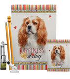 Cavalier King Spaniel Happiness - Pets Nature Vertical Impressions Decorative Flags HG110164 Made In USA