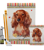Long Hair Dachshund Happiness - Pets Nature Vertical Impressions Decorative Flags HG110170 Made In USA