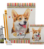 Pembroke Welsh Corgi Happiness - Pets Nature Vertical Impressions Decorative Flags HG110202 Made In USA