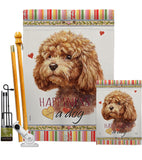 Poodle Happiness - Pets Nature Vertical Impressions Decorative Flags HG110207 Made In USA
