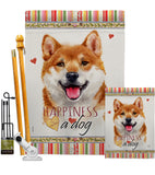Shiba Inu Happiness - Pets Nature Vertical Impressions Decorative Flags HG110217 Made In USA