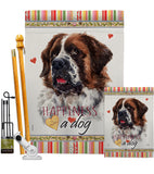 St. Bernard Dog Happiness - Pets Nature Vertical Impressions Decorative Flags HG110226 Made In USA