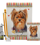 Yorkie Happiness - Pets Nature Vertical Impressions Decorative Flags HG110235 Made In USA