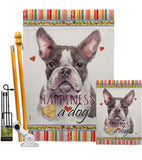 Gray Boston Terrier Happiness - Pets Nature Vertical Impressions Decorative Flags HG110242 Made In USA
