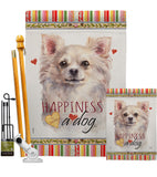 White Chihuahua Happiness - Pets Nature Vertical Impressions Decorative Flags HG110247 Made In USA