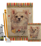 White Chihuahua Happiness - Pets Nature Vertical Impressions Decorative Flags HG110247 Made In USA