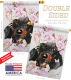 Dachshund Floral - Pets Nature Vertical Impressions Decorative Flags HG110132 Made In USA