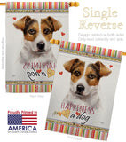 Russell Terrier Happiness - Pets Nature Vertical Impressions Decorative Flags HG110138 Made In USA