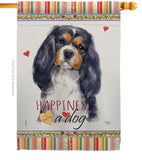 Cavalier Spaniel Happiness - Pets Nature Vertical Impressions Decorative Flags HG110155 Made In USA