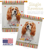 Cavalier King Spaniel Happiness - Pets Nature Vertical Impressions Decorative Flags HG110164 Made In USA