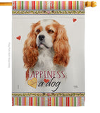 Cavalier King Spaniel Happiness - Pets Nature Vertical Impressions Decorative Flags HG110164 Made In USA
