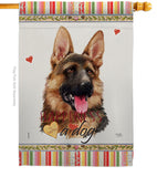German Shepherd Happiness - Pets Nature Vertical Impressions Decorative Flags HG110190 Made In USA