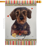 Miniature Dachshund Happiness - Pets Nature Vertical Impressions Decorative Flags HG110196 Made In USA