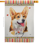 Pembroke Welsh Corgi Happiness - Pets Nature Vertical Impressions Decorative Flags HG110202 Made In USA