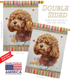 Poodle Happiness - Pets Nature Vertical Impressions Decorative Flags HG110207 Made In USA