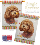 Poodle Happiness - Pets Nature Vertical Impressions Decorative Flags HG110207 Made In USA