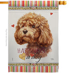 Poodle Happiness - Pets Nature Vertical Impressions Decorative Flags HG110207 Made In USA
