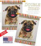 Pug Happiness - Pets Nature Vertical Impressions Decorative Flags HG110210 Made In USA