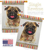 Pug Happiness - Pets Nature Vertical Impressions Decorative Flags HG110210 Made In USA