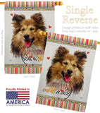 Shetland Sheepdog Happiness - Pets Nature Vertical Impressions Decorative Flags HG110216 Made In USA