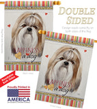Shih Tzu Happiness - Pets Nature Vertical Impressions Decorative Flags HG110218 Made In USA