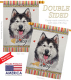 Siberian Husky Happiness - Pets Nature Vertical Impressions Decorative Flags HG110223 Made In USA