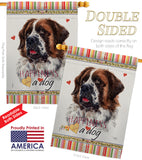 St. Bernard Dog Happiness - Pets Nature Vertical Impressions Decorative Flags HG110226 Made In USA