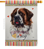 St. Bernard Dog Happiness - Pets Nature Vertical Impressions Decorative Flags HG110226 Made In USA