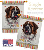St. Bernard Dog Happiness - Pets Nature Vertical Impressions Decorative Flags HG110226 Made In USA