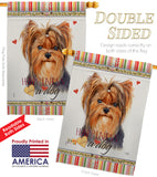 Yorkie Happiness - Pets Nature Vertical Impressions Decorative Flags HG110235 Made In USA
