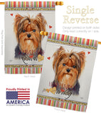 Yorkie Happiness - Pets Nature Vertical Impressions Decorative Flags HG110235 Made In USA