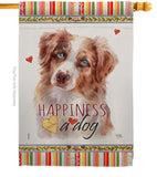 Red Australian Shepherd Happiness - Pets Nature Vertical Impressions Decorative Flags HG110241 Made In USA