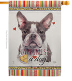 Gray Boston Terrier Happiness - Pets Nature Vertical Impressions Decorative Flags HG110242 Made In USA