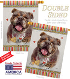 Chocolate Bulldog Happiness - Pets Nature Vertical Impressions Decorative Flags HG110244 Made In USA