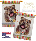 Chocolate Bulldog Happiness - Pets Nature Vertical Impressions Decorative Flags HG110244 Made In USA