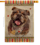 Chocolate Bulldog Happiness - Pets Nature Vertical Impressions Decorative Flags HG110244 Made In USA