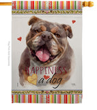 Chocolate Bulldog Happiness - Pets Nature Vertical Impressions Decorative Flags HG110244 Made In USA