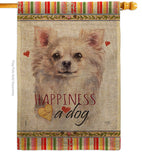 White Chihuahua Happiness - Pets Nature Vertical Impressions Decorative Flags HG110247 Made In USA