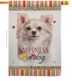 White Chihuahua Happiness - Pets Nature Vertical Impressions Decorative Flags HG110247 Made In USA