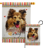 Shetland Sheepdog Happiness - Pets Nature Vertical Impressions Decorative Flags HG110216 Made In USA